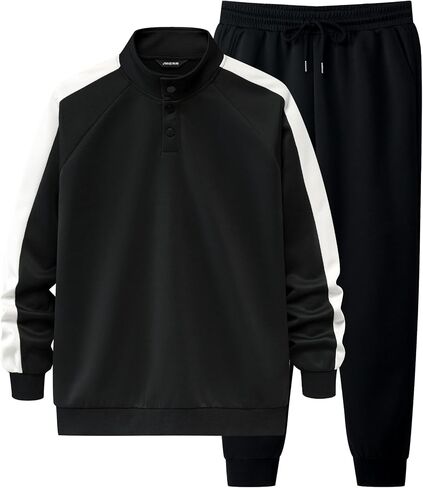 JMIERR Men's 2 Piece Casual Outfits Quarter Button Lightweight Sweatshirt Tracksuit & Joggers Sweatpants Sweatsuit Set in Saudi Arabia
