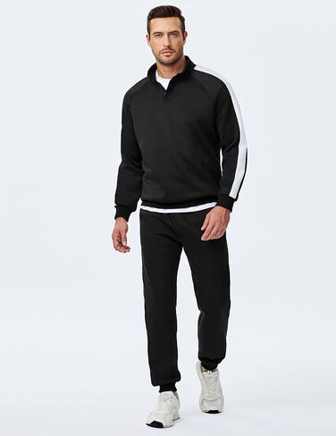 JMIERR Men's 2 Piece Casual Outfits Quarter Button Lightweight Sweatshirt Tracksuit & Joggers Sweatpants Sweatsuit Set in Saudi Arabia