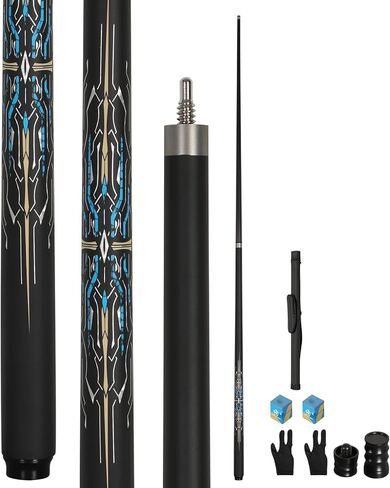 عصا حمام السباحة من ألياف الكربون بوزن 19.5 أونصة، طرف قوس قزح احترافي 10 مم، وصلات 3 * 8 * 8، تتضمن علبة عصا، واقيات للمفاصل، طباشير وقفازات، مناسبة للبلياردو والسنوكر in Kuwait