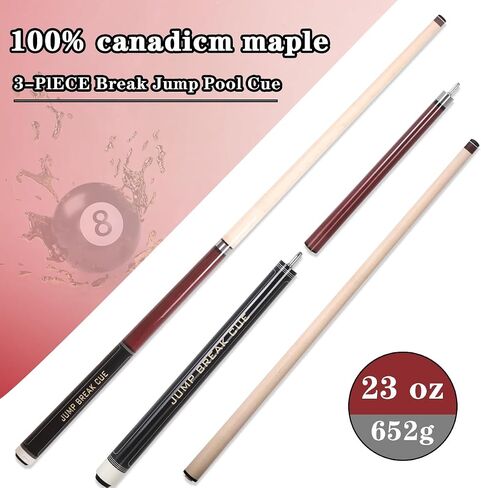 Heavy Hitter 3-Piece Jump Break Cue Stick, 23oz Heavy Jump Break Pool Cue,58 inch Canadian Hard Maple Break Cue, 13mm bakelite tip for Explosive Breaks and Effortless Jumps. in Saudi Arabia