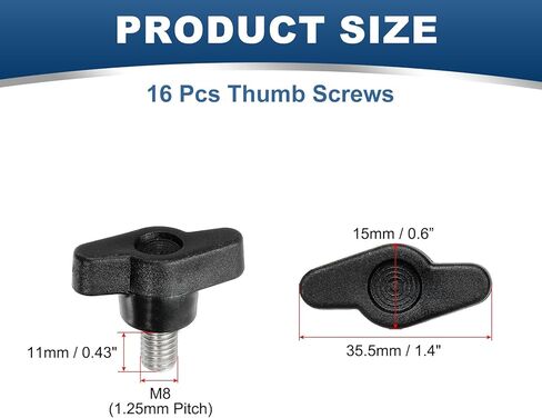 Z- Shaped Thumb Screws 304 Stainless Steel Tee Wing Knobs Screws Clamping t Head, M8 x 40mm Thread Fit for Replace Hand Tightening Knob Supply - Z Shaped (16 Pack, Black) in Kuwait