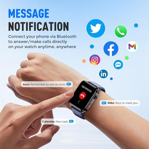 ضغط الدم الذكي مع كفة مضخة الهواء ، 1.92 "Health Monitor Oxygen/درجة الحرارة/معدل ضربات القلب ، 120+ رياضة ، بطارية لمدة 30 يومًا ، IP68 مقاومة للماء ، Android iOS Tracker للرجال النساء (الأزرق) in Saudi Arabia