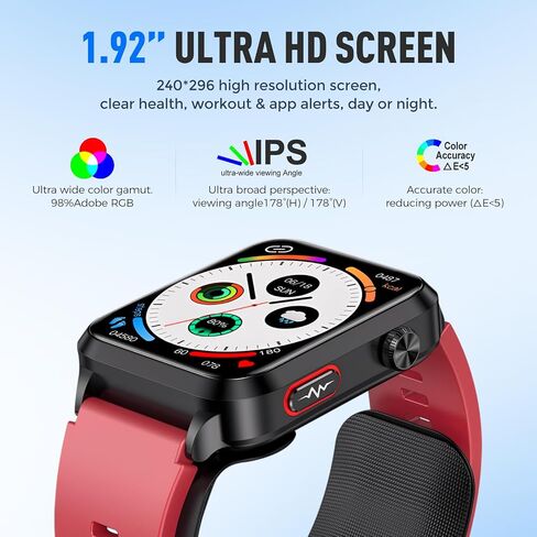 ضغط الدم الذكي مع كفة مضخة الهواء ، 1.92 "Health Monitor Oxygen/درجة الحرارة/معدل ضربات القلب ، 120+ رياضة ، بطارية لمدة 30 يومًا ، IP68 مقاومة للماء ، Android iOS Tracker للرجال النساء (الأزرق) in Saudi Arabia