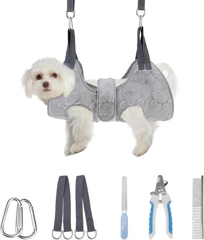 Pawchie Dog Grooming Hammock Harness للكلاب والقطط مع أليف مسمار Clipper Trimmer - Cat Hanger Sling لتقليم الأظافر - كيس أرجوحة الكلب لكلب صغير متوسط ​​كبير ، أزرق S in Saudi Arabia