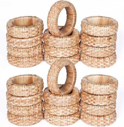 Goroly Home Beaded Napkin Rings Set of 4, Hand Made Round Beaded Napkin Rings Perfect for Christmas, Thanksgiving, Family Gatherings - A Beautiful Complements to Your Dinner Table Décor - Gold in Saudi Arabia