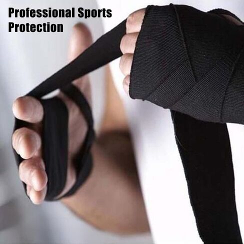Boxing Bandages, 2.5m 100 Inches Elasticated Thumb Loop Bandages, Hand Protection Inner Wraps for Men and Women - Black in Saudi Arabia