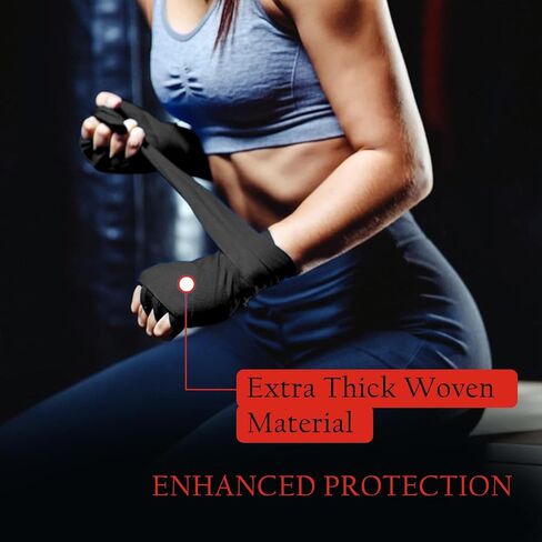 Boxing Bandages, 2.5m 100 Inches Elasticated Thumb Loop Bandages, Hand Protection Inner Wraps for Men and Women - Black in Saudi Arabia