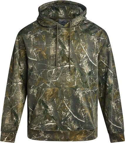 سترة بغطاء رأس مموهة للرجال من Bass Creek Outfitters - سترة بغطاء رأس مموهة رياضية من الصوف الناعم قابلة للتنفس مع جيب الكنغر (M-XXL) in Kuwait