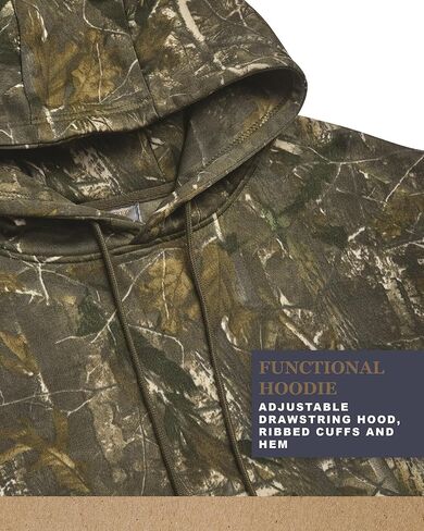 سترة بغطاء رأس مموهة للرجال من Bass Creek Outfitters - سترة بغطاء رأس مموهة رياضية من الصوف الناعم قابلة للتنفس مع جيب الكنغر (M-XXL) in Kuwait