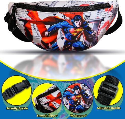Comic Style Fanny Pack for Men,Women&Teens–Bold Graphic Waist Bag with Hero Print,Adjustable Strap,Lightweight Belt Bag for Travel,Running,Hiking,Festivals or Everyday Use,Great Gift Idea (DC,DC-0070) in Saudi Arabia