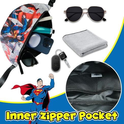 Comic Style Fanny Pack for Men,Women&Teens–Bold Graphic Waist Bag with Hero Print,Adjustable Strap,Lightweight Belt Bag for Travel,Running,Hiking,Festivals or Everyday Use,Great Gift Idea (DC,DC-0070) in Saudi Arabia