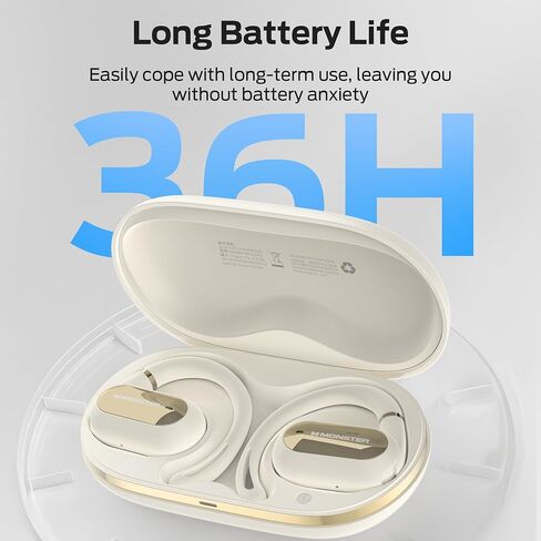 Monster Open Ear AC322, Bluetooth 5.4 Headset, 36H Battery Life, IPX5 Waterproof, Clear Communication, Ergonomic Design, Ear Angle Adjustable, Not Easy to Fall Off Wireless Bluetooth Headset.White in Saudi Arabia