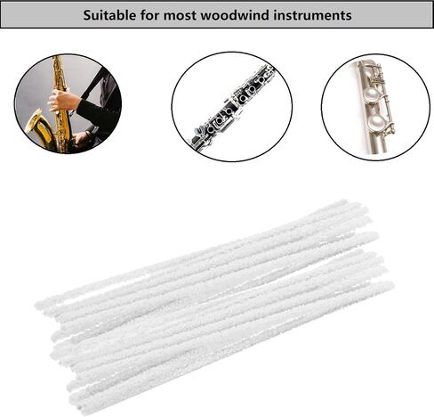 50 Pcs Flute Cleaning Rods Woodwind Instrument Key Tube Cleaning Tools for Saxophone Clarinet Flute Oboe Bassoon in Saudi Arabia