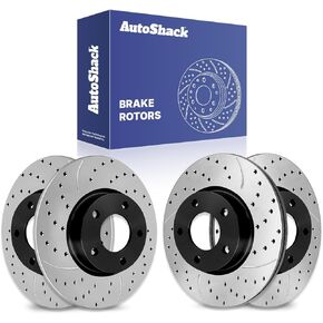 Autoshack Black Hat محفورة ودوارات فرامل متداولة في الأمام والخلفية ، فور 2004-2013 Mazda 3 2010 Mazda 3 Sport 2.3L 2.5L FWD PR41368-41365PR in Kuwait