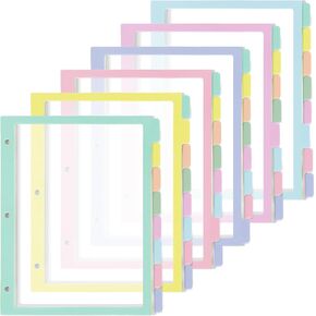 GISGFIM 48PCS/6 SET 8 TAB TAB BINDER DISPIDERS CLAY COLL 3 RING BINDER DISIDERS مع علامات التبويب Multicolor Boho Page Dividers 3 Hole Punch File Dividers for School Office File Organizer in Kuwait