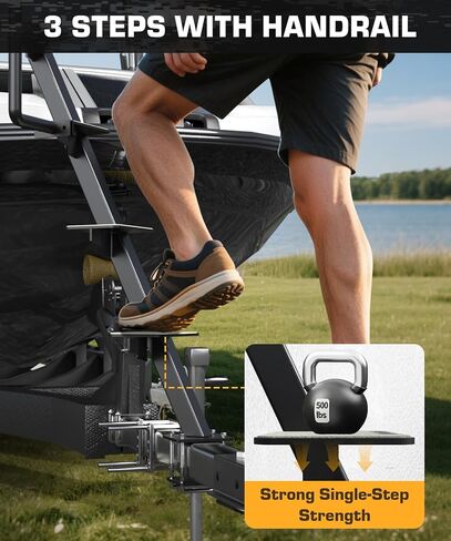 Boat Trailer Step 3 Step Non-Slip Step Fit for Trailer Tongue Without Handle Safer Easier for People of All Ages Board Boat Trailer Stability Reduce Slip Glow in Dark Climbing Assist in Kuwait