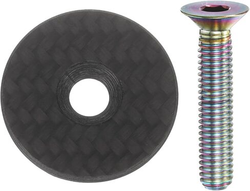 HARFINGTON 1 1/4" OD Bicycle Headset Stem Top Cap Carbon Fiber Cycling Headset Cover Stem with Gold Titanium Bolt for Mountain Bike Road Bike MTB in Saudi Arabia