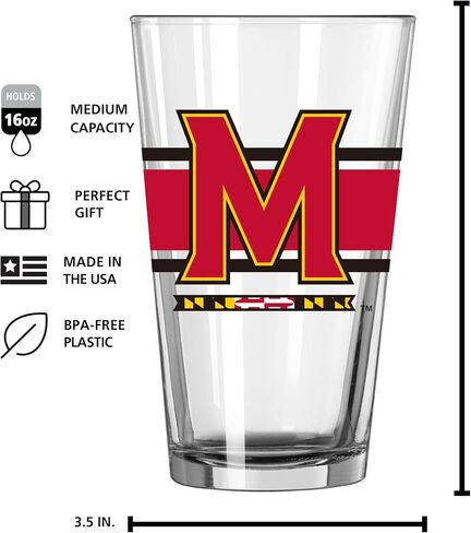 Logo Brands NCAA 16 oz Pint Glass - Durable Glass With Bold Team Color– Chip-Resistant Rim Drinkware For Fans, Tailgates, Home Bars & Everyday Use in Saudi Arabia