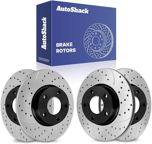 Autoshack Black Hat محفورة ودوارات فرامل متداولة في الأمام والخلفية ، فور 2004-2013 Mazda 3 2010 Mazda 3 Sport 2.3L 2.5L FWD PR41368-41365PR in Kuwait