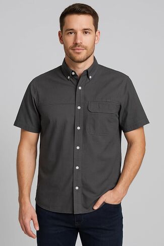 Ripstop Back Vented Short Sleeve Button Down Shirt in Saudi Arabia