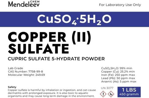 Copper (II) Sulfate 5-Hydrate Powder, 8 OZ, Laboratory Grade Science Reagent The Curated Chemical Collection in Kuwait