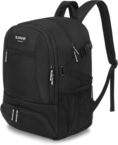 Basketball Backpack with Shoe and Ball Compartment - 38L Large Sports Equipment Bag for Basketball, Football, Soccer, Volleyball, Training and Gym for Men and Women, Black Water-Resistant Bag in Saudi Arabia