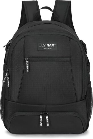 Basketball Backpack with Shoe and Ball Compartment - 38L Large Sports Equipment Bag for Basketball, Football, Soccer, Volleyball, Training and Gym for Men and Women, Black Water-Resistant Bag in Saudi Arabia