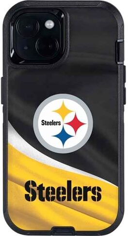Skinit Decal Phone Skin Compatible with OtterBox Defender iPhone 15 - Officially Licensed NFL Pittsburgh Steelers Design in Saudi Arabia