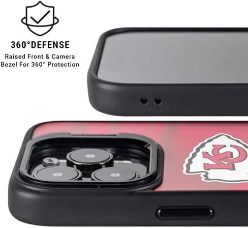 حافظة هاتف Skinit Kickstand متوافقة مع iPhone 16 Pro Max - تصميم أسود وأبيض مرخص رسميًا من NFL Kansas City Chiefs in Saudi Arabia