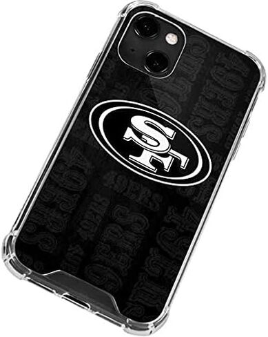 حافظة هاتف Skinit الشفافة متوافقة مع iPhone 13 - تصميم أبيض وأسود مرخص رسميًا من NFL San Franciso 49ers in Saudi Arabia