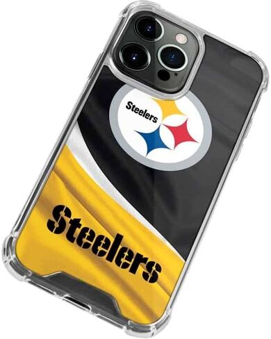 Skinit Clear Phone Case Compatible with iPhone 14 Pro Max - Officially Licensed NFL Pittsburgh Steelers Design in Saudi Arabia