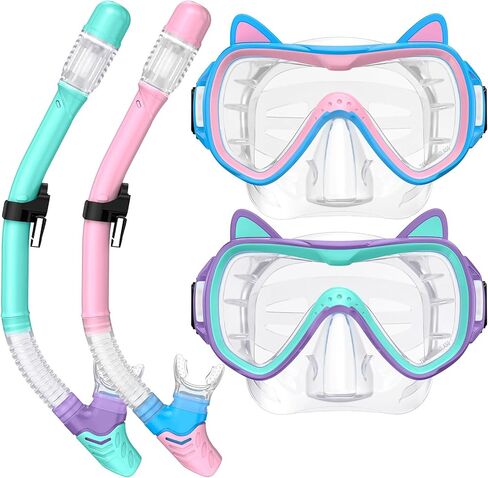 2025 مجموعة Snorkel Kids Kids Conten ، ألوان الباستيل ، معدات الغطس الزجاجية المضادة للطفر للأطفال الذين تتراوح أعمارهم بين 6 سنوات وما فوق-مثالية لأعياد الميلاد أو احتفالات التخرج! in Kuwait