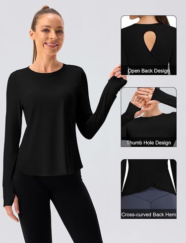 BMJL Women's Long Sleeve Tops Open Back Gym قمصان رياضية غير رسمية لليوغا الجري التي تسير القمصان السقوط 2025 in Saudi Arabia