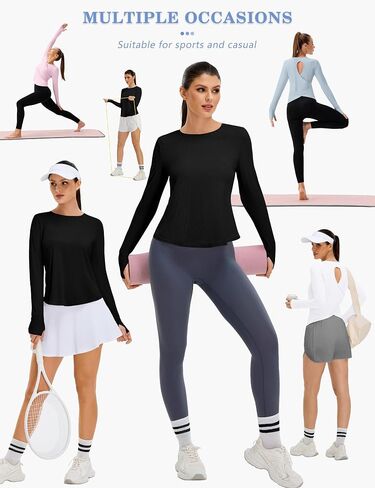 BMJL Women's Long Sleeve Tops Open Back Gym قمصان رياضية غير رسمية لليوغا الجري التي تسير القمصان السقوط 2025 in Saudi Arabia