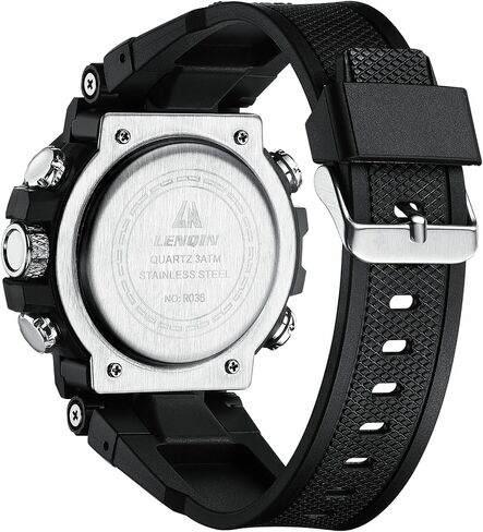 LN LENQIN Mens Watches Digital Military Watch for Men Stopwatch Army Survival Tactical Sports Outdoor Big Face Waterproof Men's Wrist Watches with LED Backlight/Timer/Alarm/Date (Black) in Saudi Arabia