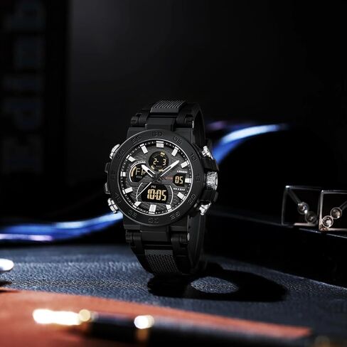LN LENQIN Mens Watches Digital Military Watch for Men Stopwatch Army Survival Tactical Sports Outdoor Big Face Waterproof Men's Wrist Watches with LED Backlight/Timer/Alarm/Date (Black) in Saudi Arabia