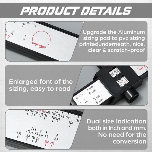 Kingdder 2 Pcs Wheel Stud Rim Bolt Pattern Measuring Tool PCD Ruler Wheel PCD Gauge Lug Bolt Pattern Gauge for 4 5 6 8 Holes Sliding Caliper in Kuwait