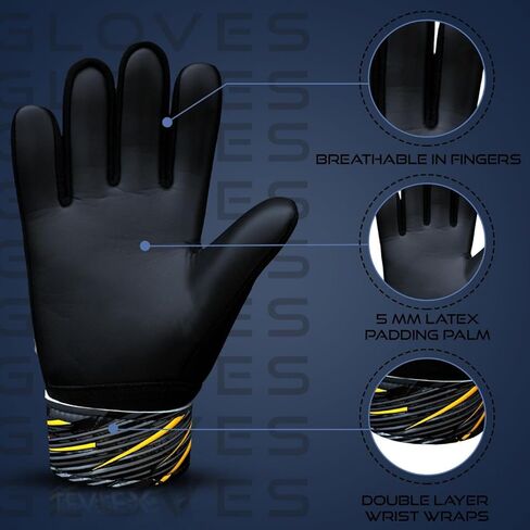 قفازات كرة القدم للشباب - قفازات حارس المرمى لكرة القدم للأطفال، قفاز حارس المرمى الشبابي ذو قبضة قوية للأولاد والبنات - قفازات حارس المرمى القابلة للتنفس للتدريب in Kuwait