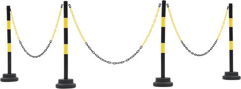 2 Pack 34 Inches Traffic Delineator Post Cones, Portable Orange Safety Driveway Barrier with Weighted Rubber Base, Reflective Collars, 5 FT Plastic Chain for Road Safety,Parking Lot in Saudi Arabia