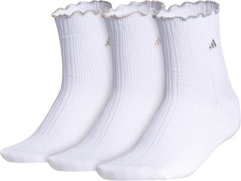 adidas Women's Ruffle Socks, 3-Pack Quarter Ankle Socks for Women Ruffle Sock in Saudi Arabia