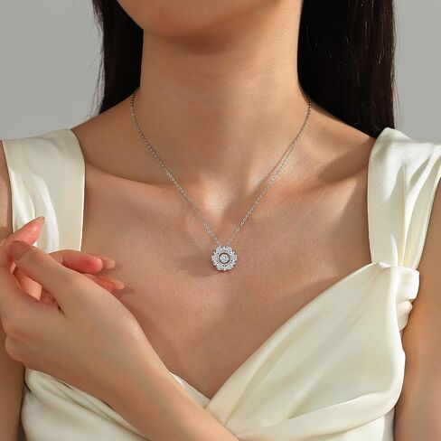 Snowflake-Shape Moissanite Necklace for Women, Blue CZ Pendant on 925 Silver Chain, Perfect Birthday Gifts for Her, Wife, Mom or Girlfriend in Saudi Arabia