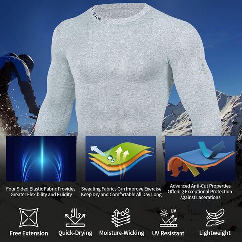 DEYAN Cut Resistant Base Layer Shirt, Level-4 Cut-Proof Protection, Unisex Athletic Compression Top in Saudi Arabia