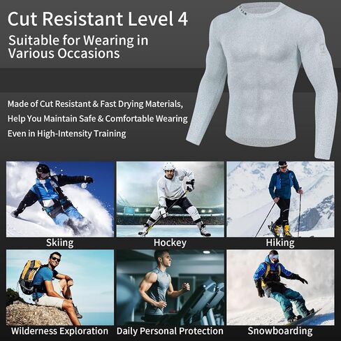DEYAN Cut Resistant Base Layer Shirt, Level-4 Cut-Proof Protection, Unisex Athletic Compression Top in Saudi Arabia