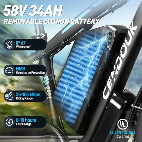 Dual Motor Ebike 6000W Peak for Adults - 58V 34AH Certified Battery 24 Inch Fat Tire Electric Bike LCD Display Fast 47MPH 105 Miles Range for All Terrain in Saudi Arabia