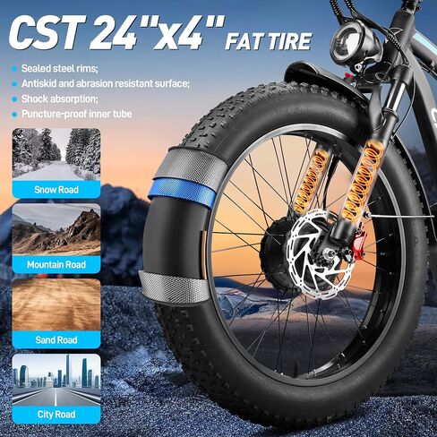 Dual Motor Ebike 6000W Peak for Adults - 58V 34AH Certified Battery 24 Inch Fat Tire Electric Bike LCD Display Fast 47MPH 105 Miles Range for All Terrain in Saudi Arabia