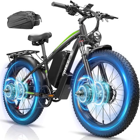 محرك مزدوج Ebike 6000W Peak للبالغين - بطارية معتمدة 58V 34AH 24 بوصة دراجة كهربائية بإطار سميك شاشة LCD سريعة 47 ميل في الساعة 105 ميل لجميع التضاريس in Kuwait