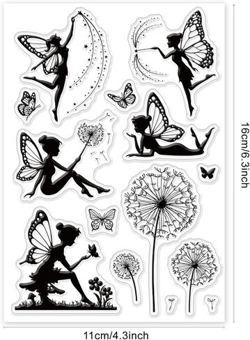 GLOBLELAND Fairy Bird Clear Stamps Flower Butterfly Dragonfly Silicone Clear Stamp Seals Insect Transparent Stamps for DIY Scrapbooking Cards Making Photo Album Journal in Saudi Arabia
