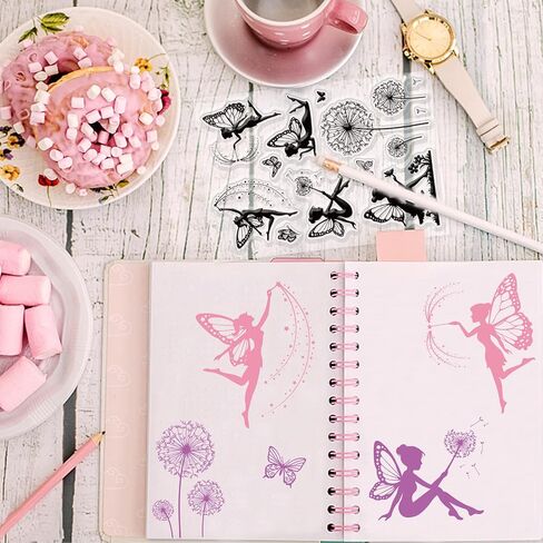 GLOBLELAND Fairy Bird Clear Stamps Flower Butterfly Dragonfly Silicone Clear Stamp Seals Insect Transparent Stamps for DIY Scrapbooking Cards Making Photo Album Journal in Saudi Arabia