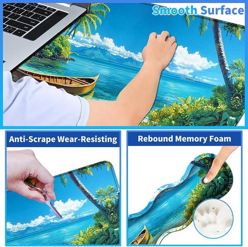 4pcs Memory Foam لوحة مفاتيح الماوس لوحة الراحة والمكتب ألعاب حصيرة 31.5 " * 11.8" مع الحواف المخيمة + وسادة معصم الماوس + مجموعة الوقايات ، واقي لوحة مكتب غير انزلاق للكمبيوتر المحمول ، الجمجمة in Saudi Arabia