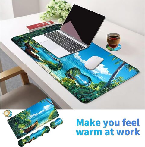 4pcs Memory Foam لوحة مفاتيح الماوس لوحة الراحة والمكتب ألعاب حصيرة 31.5 " * 11.8" مع الحواف المخيمة + وسادة معصم الماوس + مجموعة الوقايات ، واقي لوحة مكتب غير انزلاق للكمبيوتر المحمول ، الجمجمة in Saudi Arabia